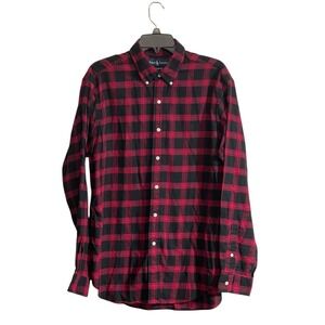 Ralph Lauren Shirt Large Red Plaid Flannel Long Sleeve Button Lumber Jack Cabin